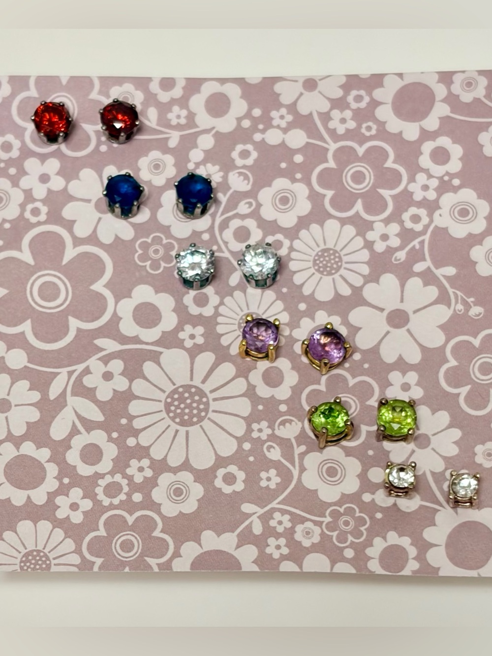 Women’s Multicolor Crystal Stud Earrings Set - Assorted Colors